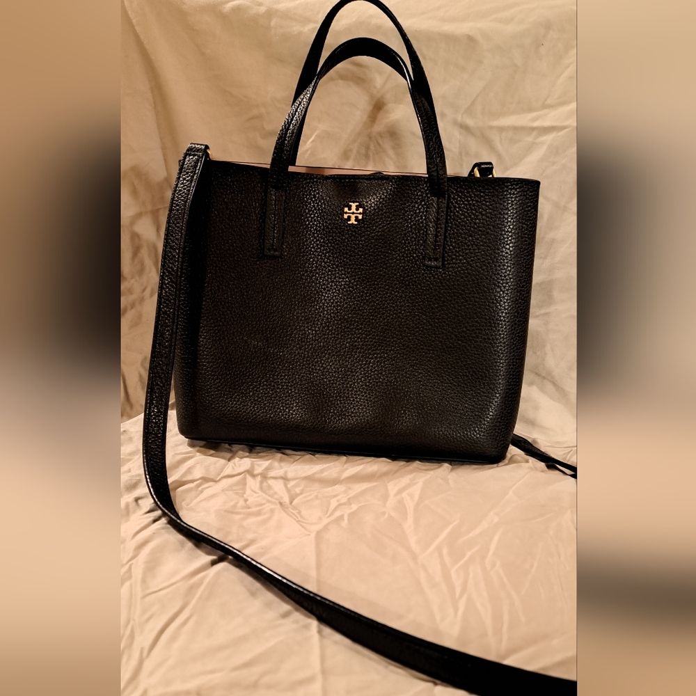 Tory Burch Blake Black Pebbled Leather Mini Tote